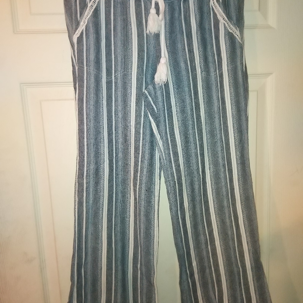 Rewind Blue and white linen striped pants size med